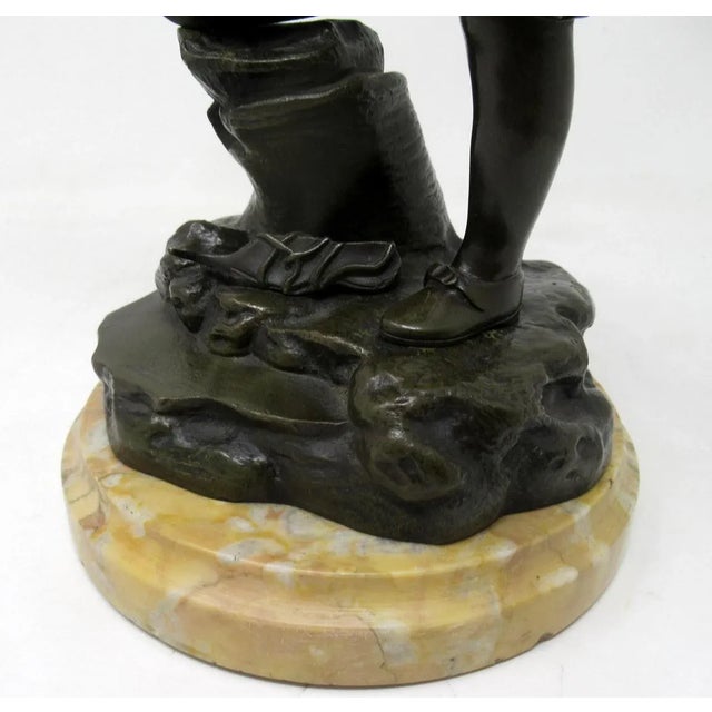 Antique French Bronze Figure Male Ice Skater Sienna Marble Nineteenth Century For Sale - Image 6 of 11