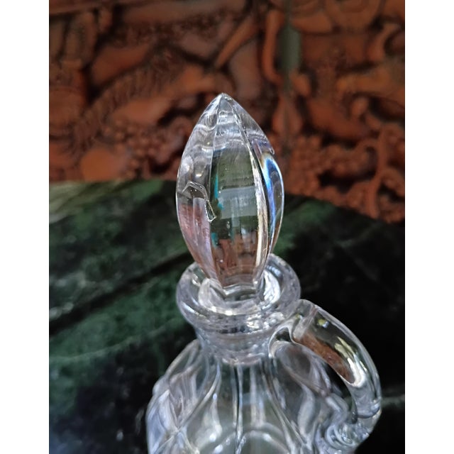1940s French Antique Crystal & Silver Plate Cruet Serving Set Pair For Sale - Image 16 of 16