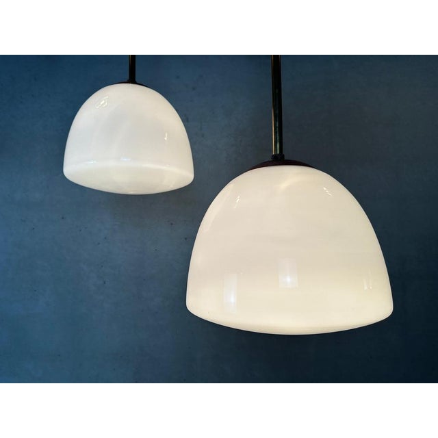 Art Deco Monastery/School Pendant Lamp in Opaline and Brass For Sale - Image 10 of 18