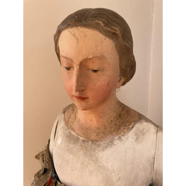 19th Century 19th Century European Wooden "Cage Doll" Polychrome Santos For Sale - Image 5 of 12