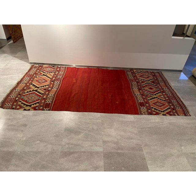 Brown Antique Handwoven Wool Kilim Rug, Anatolia, Türkiye, 1940s For Sale - Image 8 of 8