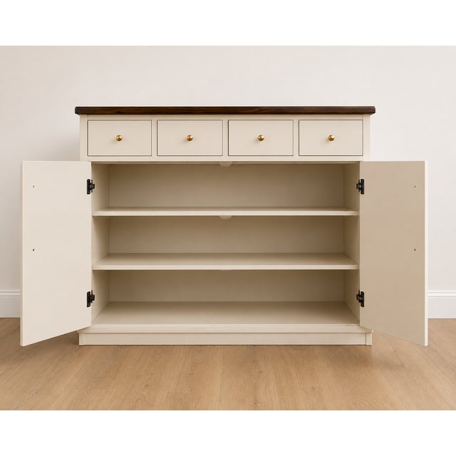 Contemporary Mid 20th Century French Provincial Apothecary Style Multi-Drawer Cabinet in Sculpted Ivory With Walnut Top For Sale - Image 3 of 5