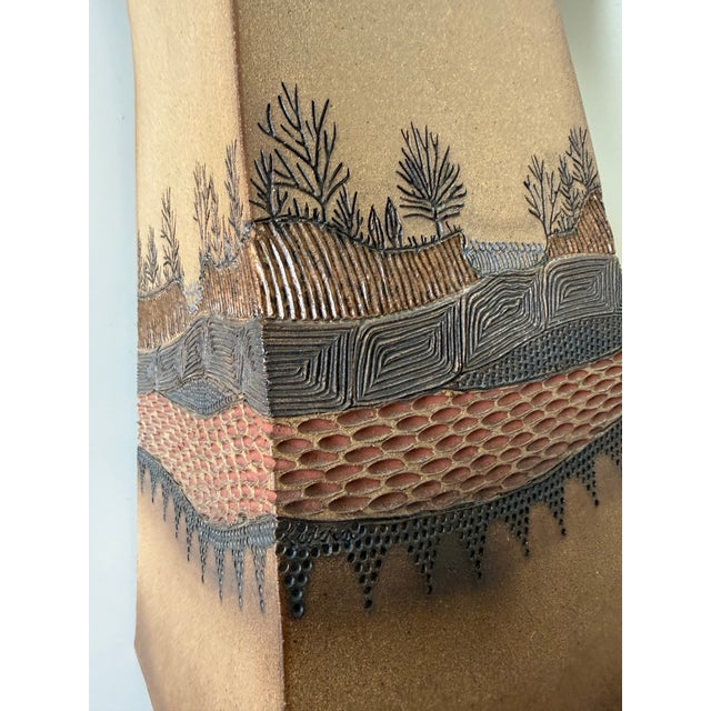 Sand Vintage Ron Lederer Studio Pottery Sculptural Landscape Vase – Unsigned For Sale - Image 8 of 12