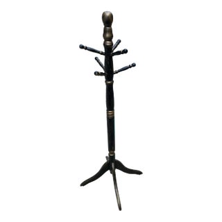 1970s Ebonized Wooden Coat Rack For Sale