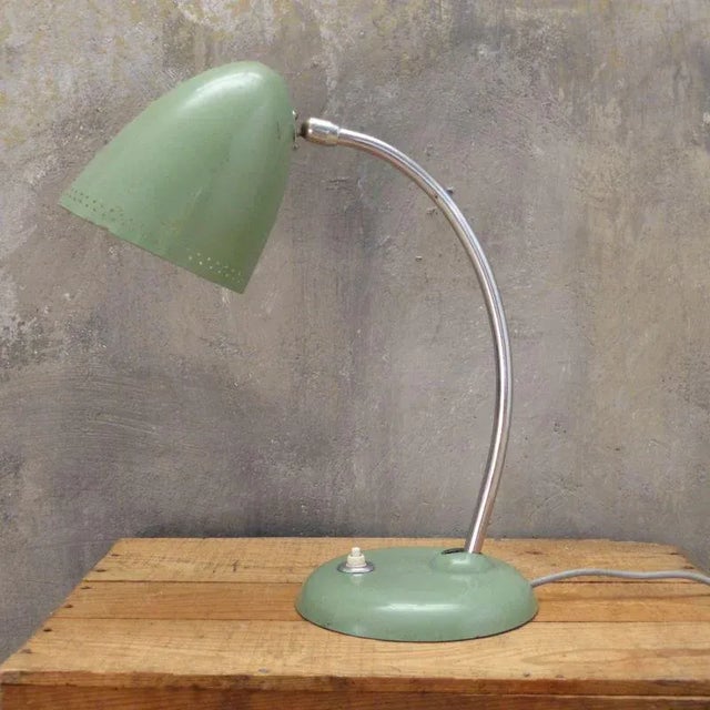 1950s Green Lacquer and Chrome-Plated Flexible Table Lamp, 1950s For Sale - Image 5 of 5