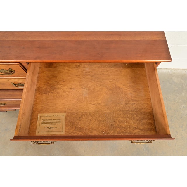 Brown L. & J. G. Stickley Georgian Solid Cherry Wood Eight-Drawer Double Dresser, Circa 1950s For Sale - Image 8 of 16