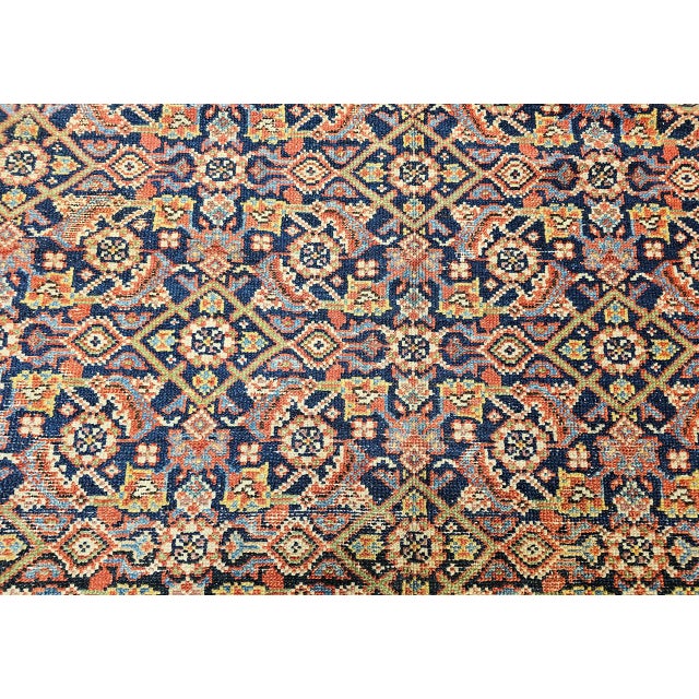 19th Century Persian Farahan Gallery Rug, Hand-Knotted Wool, Allover Herati Geometric Pattern, Ivory & Red, 7x16 For Sale - Image 12 of 15
