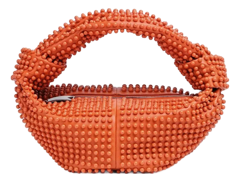 2022 Bottega Veneta Coral Double Knot Beads Hobo Teen Shoulder Bag