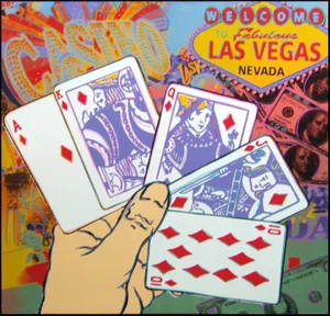 "Welcome to Las Vegas-Poker" Contemporary Signed Embellished Canvas by Steve Kaufman