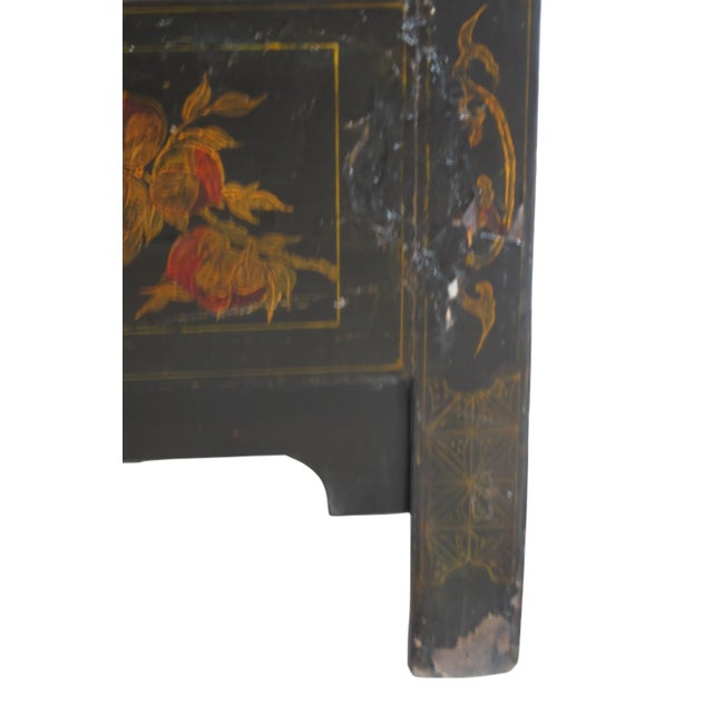 Black Antique Hand Painted Chinese Cabinet For Sale - Image 8 of 11