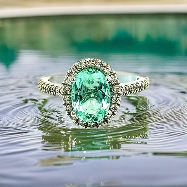 Traditional Natural Colombian Emerald Diamond Ring Size 6.5 14k W Gold 2.98 TCW Certified For Sale - Image 3 of 10