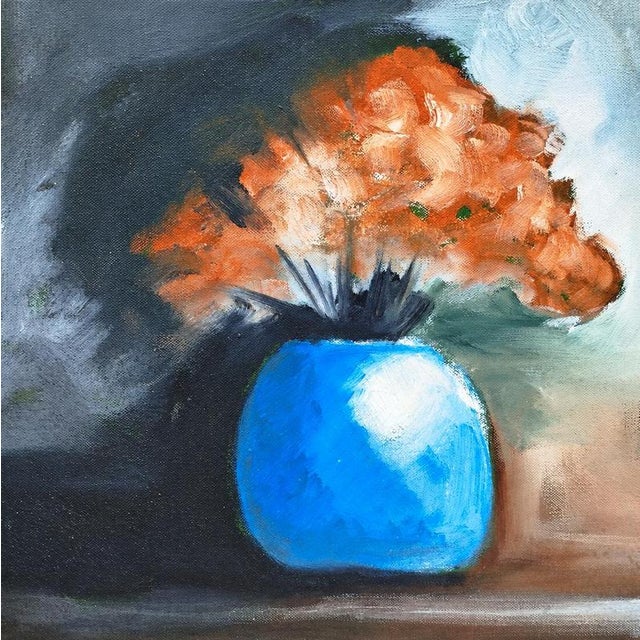 M. L. Telles Da Silva, Vase with Flowers, 1980s, Canvas For Sale - Image 4 of 7