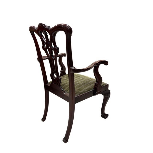 Mid 20th Century Set of 12 English Chippendale Style Mahogany Dining Chairs With Ball & Claw Feet – 2 Armchairs and 10 Side Chairs For Sale - Image 9 of 10