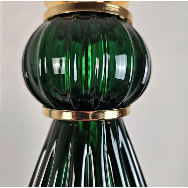 1980s Mid Century Modern, Murano Glass Green Floor Lamps - Pair For Sale - Image 13 of 15