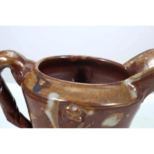 John Glick Ceramic Stoneware Sugar and Creamer Holder Stamped Plum Tree Pottery - Set of 2 For Sale - Image 9 of 12