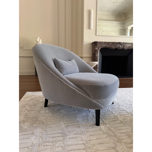 Gray Attributed to Patrick Naggar Club Curved Chair in Dedar Vladimiro/ Gris Cendre Fabric From Ralph Pucci - Set of 2 For Sale - Image 8 of 10