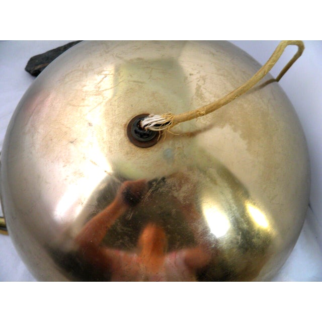 Vintage Mid-Century Modern Flying Saucer Brass Wall-Hanging Retractable Light Fixture 14" All Original For Sale - Image 4 of 12