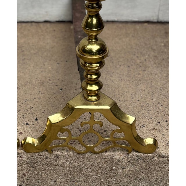 Brass Pair of Mid Century Brass Andirons For Sale - Image 8 of 8