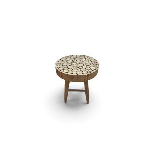 Round Wooden Table with Decorative Trunk Section Top For Sale - Image 4 of 7