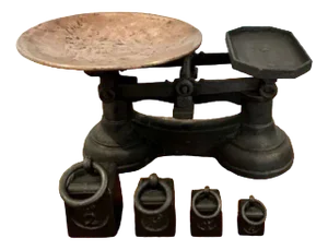 Edwardian Iron and Copper Scales & Original Iron Weights, 1900s, Set of 5