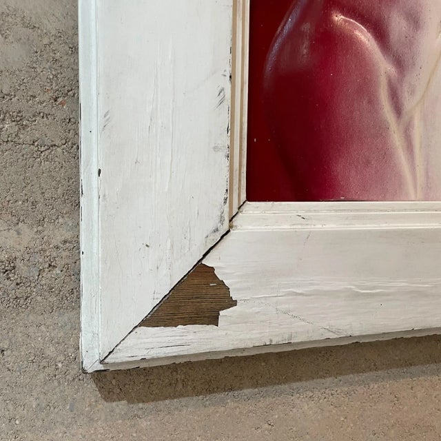 Wood 1960s Female Nude Torso Painting on Metal, Framed For Sale - Image 7 of 12