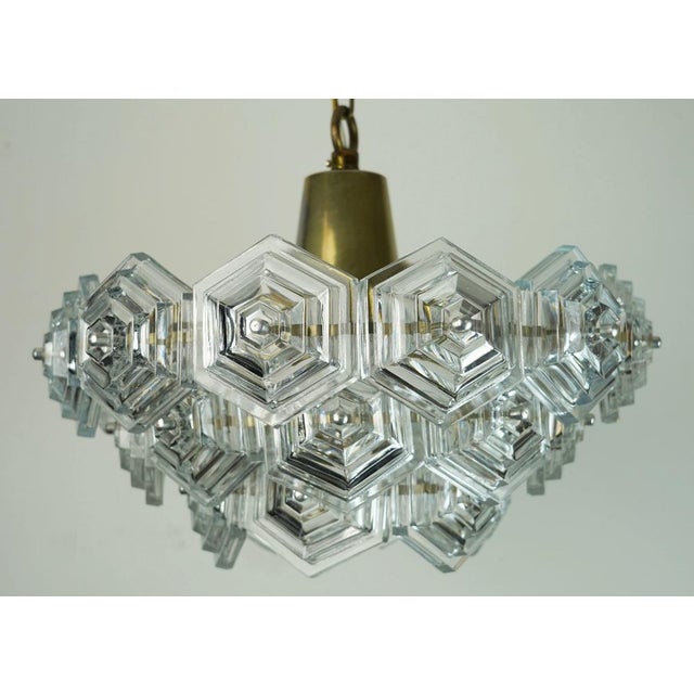 Metal Mid-Century Modern Pendant Light with 27 Hexagonal Glass Panels, 1960s For Sale - Image 7 of 13
