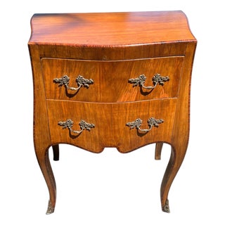 Early 20th Century Louis XV Style Figured Wood Serpentine Two-Drawer Chest For Sale