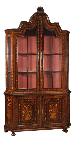 Vintage Dutch Inlaid Display Cabinet, 1970