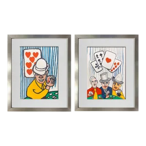2 Alexander Calder Original Color Lithographs (2pc Set) 1975 W/Frame Included