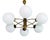 Mid-Century Modern Brass and Opaline Glass 6-Globe Chandelier, 1960s For Sale