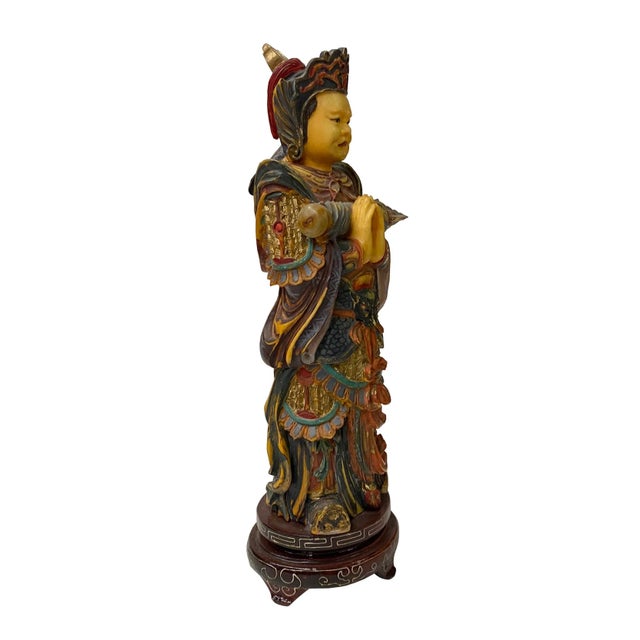 This is a Skanda Wei Tuo Idaten figure which was displayed in the Chinese family as a guardian or worship piece. It has...