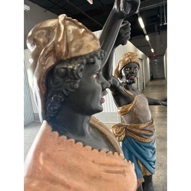 Lifesize Italian Hand Carved Polychromed Blackamoors For Sale - Image 14 of 18