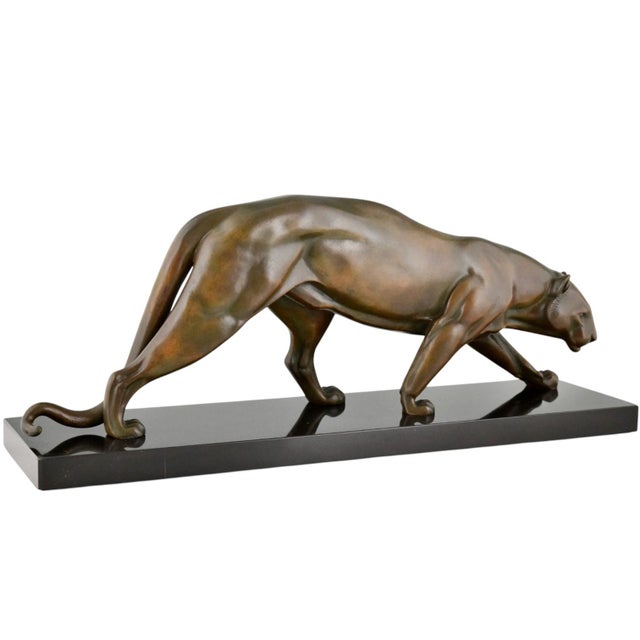 Irenee Rochard, Art Deco Sculpture of a Panther, 1930, Bronze on Marble Base For Sale - Image 3 of 12
