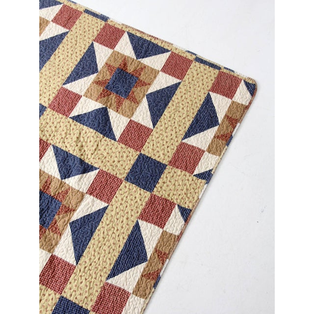 Navy Blue Vintage Americana Quilt For Sale - Image 8 of 12