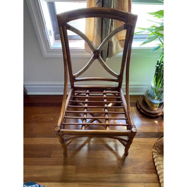 Boho Chic Vintage Boho Bohemian Rattan Accent Chair For Sale - Image 3 of 6