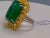 27.89 Ct Natural Colombian Emerald Cabochon & 5.73 Ct Yellow Diamond Ring 18 Kt, Size 6 For Sale - Image 16 of 18