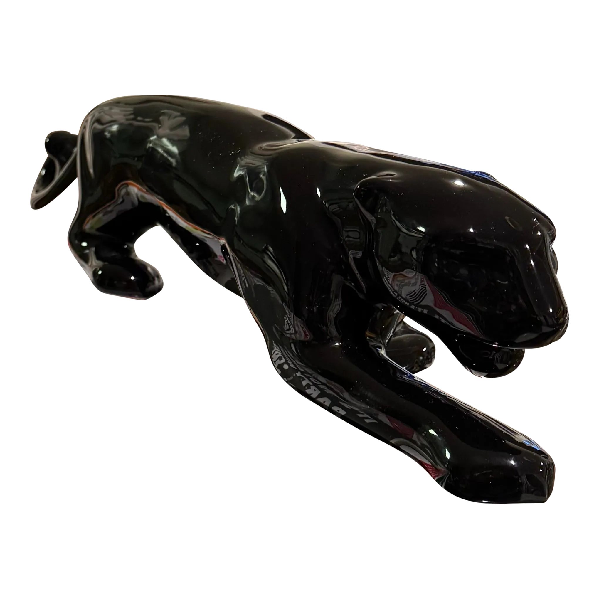 Royal Haeger Crouching Black Panther Ceramic Figurine | Chairish