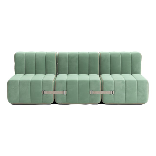 Curt Modular Set - Flexible 3-Seater - Barcelona - Patina - V3347/46 (Light Green) by Ambivalenz, Set of 6 For Sale