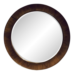 Jonathan Charles Modern Mahogany Finished Round Hamilton Wall Mirror