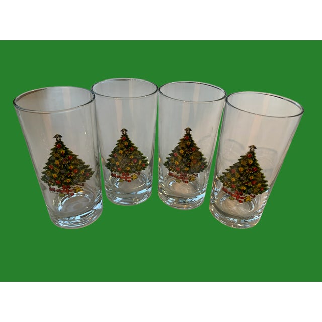 Green Vintage Christmas Tree Tumbler Glasses, a Set of 4 For Sale - Image 8 of 9