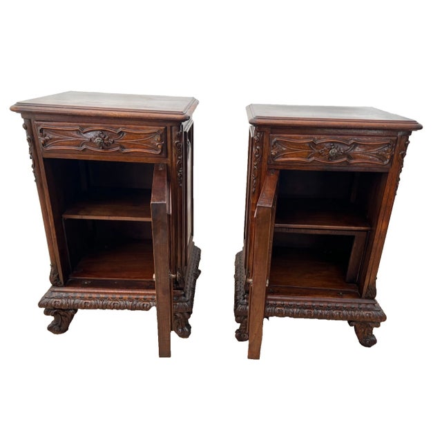 Colombo Antique Pair of Nightstands Cabinet Drawer Rococo Revival By: G. Colombo & Figli For Sale - Image 4 of 14