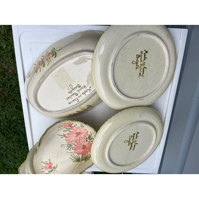 Vintage Floral Serving Bowl & Plates - Signed Set of 4 For Sale - Image 12 of 12