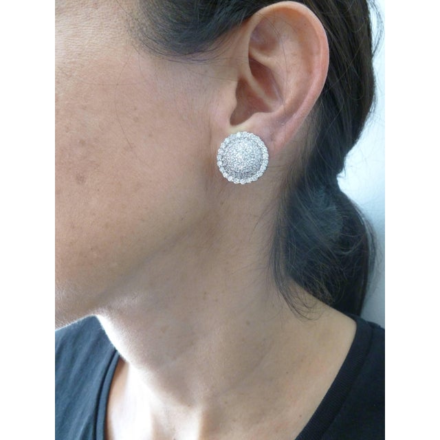 Italian 18 Karat Gold and Diamond Pierced Lever Back Dome Earrings - 2 Pieces For Sale - Image 10 of 12