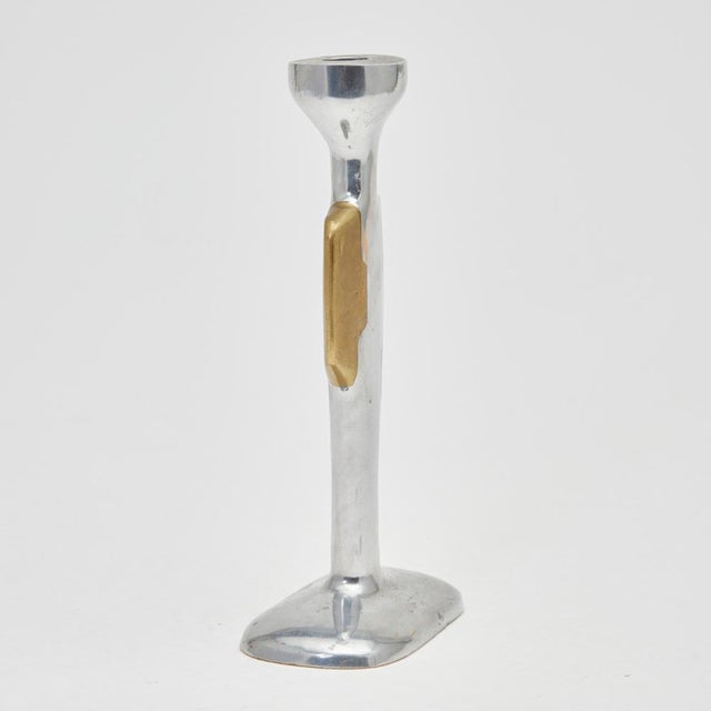 Gold Vintage Spanish Brutalist Candlestick in Brass and Aluminium by David Marshall, 1970s For Sale - Image 8 of 8