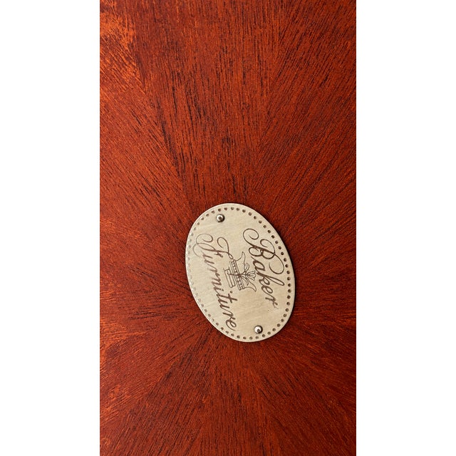 Baker Furniture Round Mahogany Sunburst Inlaid Center Table For Sale - Image 14 of 14