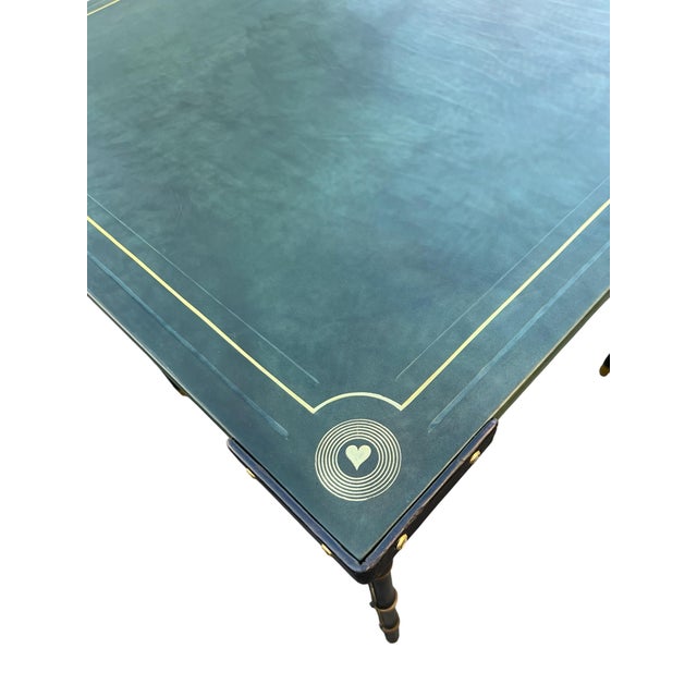 1950s Stitched Leather Game Table from Jacques Adnet, 1950s For Sale - Image 5 of 11