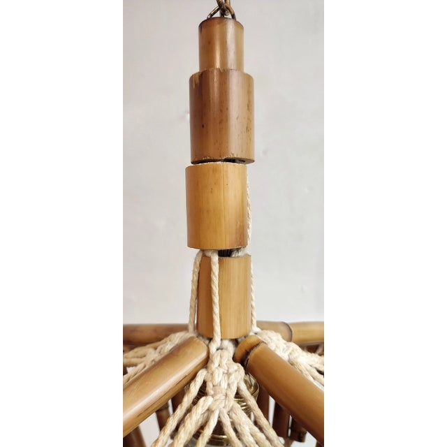 Bamboo and Macramé Ceiling Lamp, Spain, 1980s For Sale - Image 6 of 11