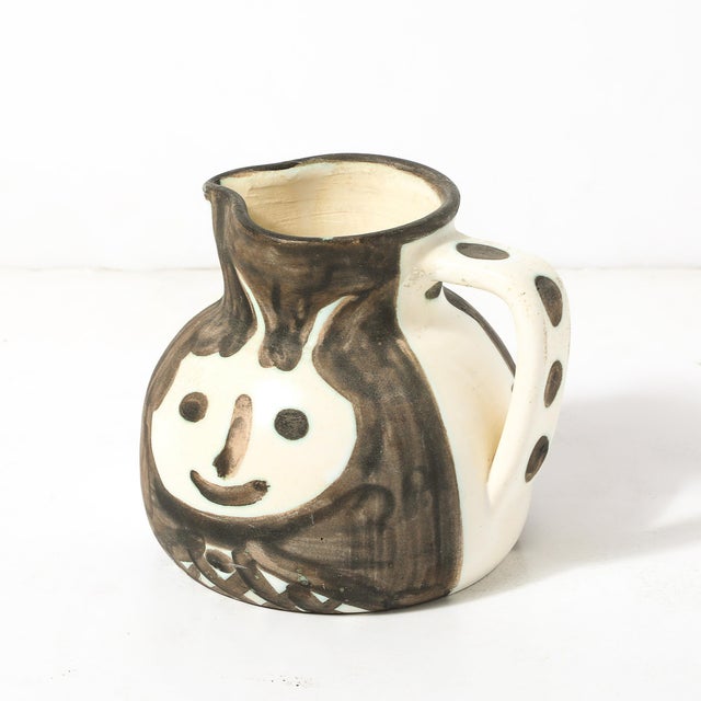 Madoura Pottery Glazed Earthenware Têtes Pitcher Signed Pablo Picasso For Sale - Image 10 of 13
