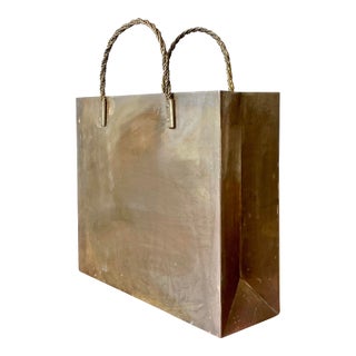 Vintage Boho Brass Shopping Bag After Gio Ponte For Sale