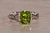 The 36th Avenue: Checkerboard Cut Peridot and Diamond Ring in White Gold For Sale - Image 9 of 11
